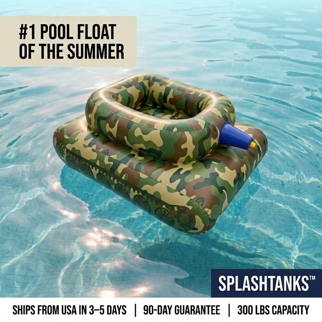 The SplashTank™ — Ride-On Water Cannon Pool Float